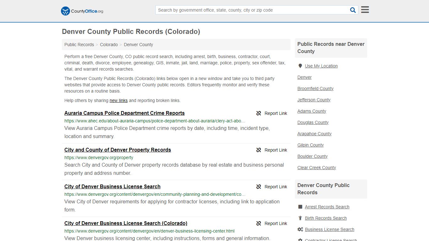 Public Records - Denver County, CO (Business, Criminal, GIS, Property ...